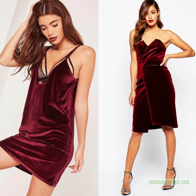 бархатное платье красное