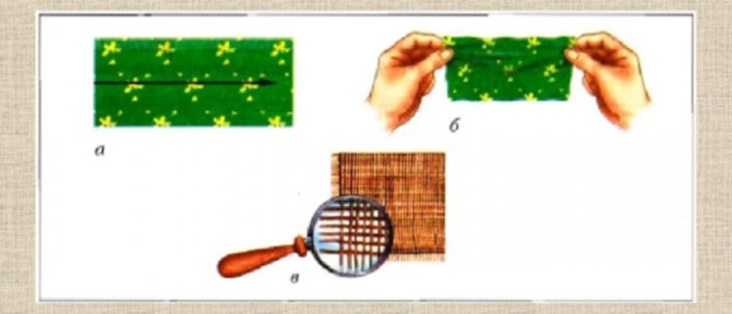 Долевая нить на ткани