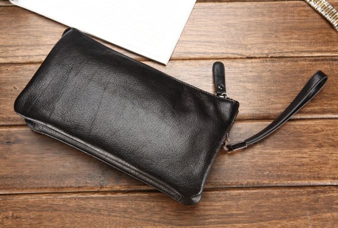 мужской кожаный клатч черный