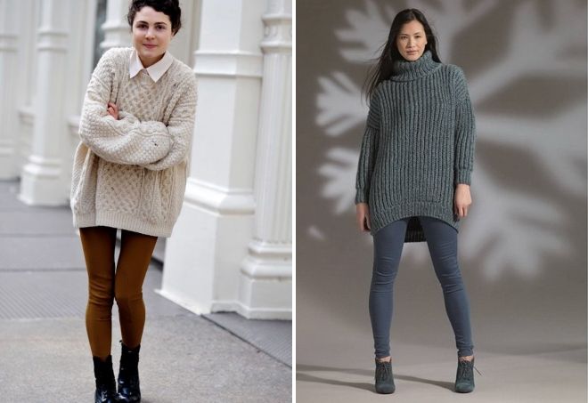 свободный удлиненный свитер