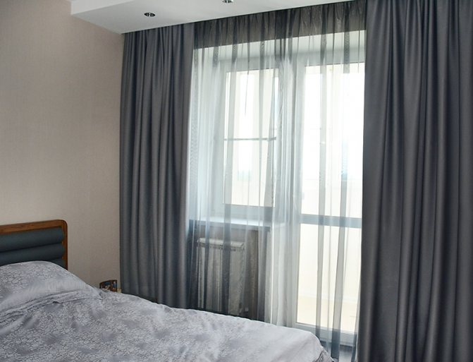 Темно-серые шторы для спальни