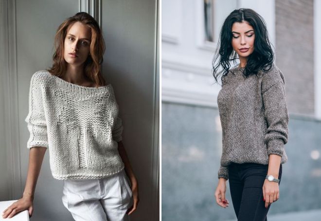 женские вязаные свободные свитера